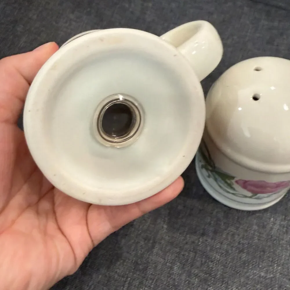 Vintage Large Salt and Pepper Shakers with Flowers